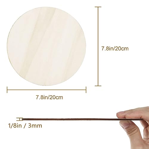 40 PCS 8 Inch Wooden Circles for Crafts, Unfinished Wooden Round Natural Wooden Discs Blank Wood Circle for DIY Crafts, Door Hanger, Painting, Acrux7