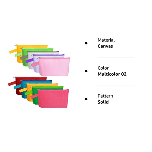 Sinzip 10 Pieces Cotton Canvas Makeup Bag with Bottom and Strap, Multi-Purpose Cosmetic Bag with Zipper Travel Toiletry Pouch, Blank DIY Craft Bag Sinzip