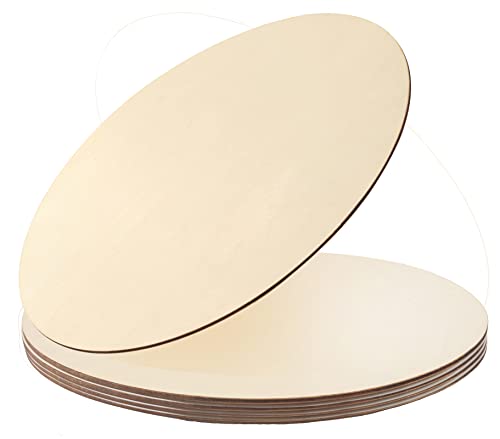 5Pcs 14 Inch Wood Circles for Crafts, Unfinished Blank Wooden Rounds Slice Wooden Cutouts for DIY Crafts, Door Hanger,Wood Buring, Painting KOOCHOICE