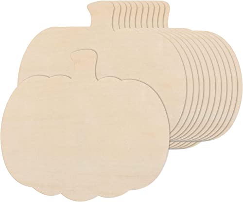 24 Pieces Large Wooden Pumpkin Cutouts 11 Inches Unfinished Wood Craft Cutout Blank Pumpkin Shape Cutout for Halloween Fall Thanksgiving Party DIY MixTeach