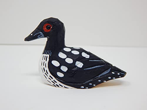 Common Loon Duck Wood Ornament Hanging Figurine Handmade Carved Decoration Selsela