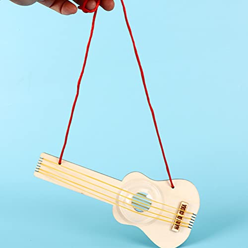 Toyvian 4 Sets Wooden Ukulele Stringed Music Instrument Unfinished Wood Guitar Build Your Ukulele DIY Ukulele Kit Brain Toy Kids Toys Handmade Guitar Toyvian