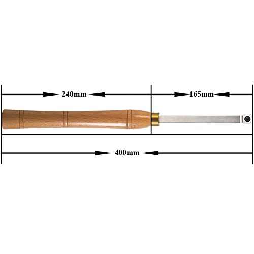 Rougher Woodturning Lathe Carbide Tipped Bended Chisel Tool with 15mm-R150 Square Carbide Insert, 16 inch Length Dirtech