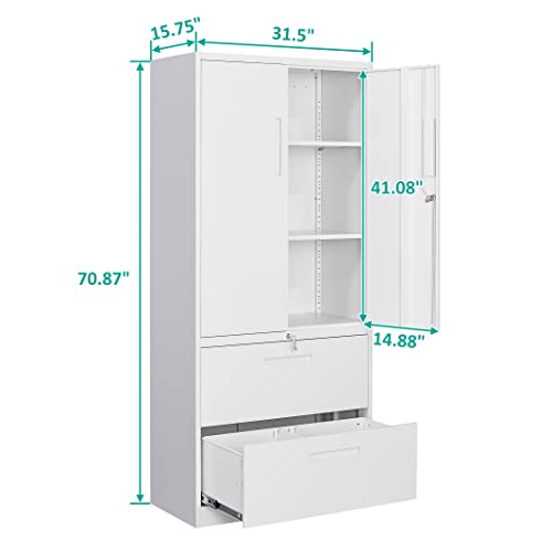 SISESOL Metal Storage Cabinet with Drawers, 71" File Cabinets for Home Office, Locking Steel Storage Cabinet with Doors and Shelves for Home, Office, SISESOL