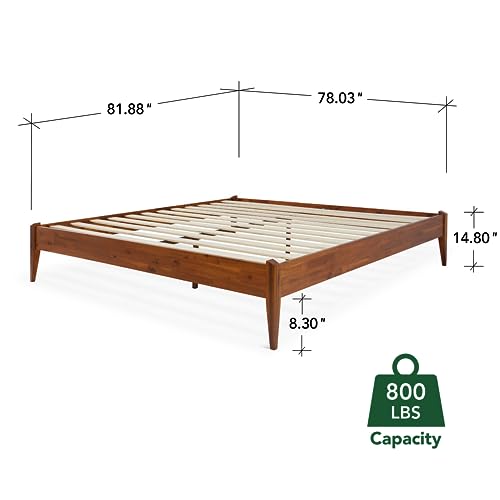 Bme Dinkee Solid Wood King Bed Frame - 15 Inch Modern Minimalist Design with Wood Slat Support Bme