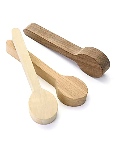QWORK Wood Carving Spoon Blank Beech Basswood Black Walnut Spoon Mould, Unfinished Wooden Craft Whittling Kit Wood Spoon Whittling Craft Wood Blanks QWORK