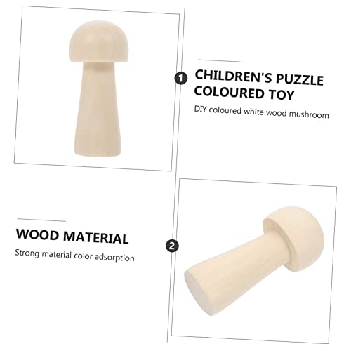 VILLCASE 10 Pcs Wood Mushroom Unfinished Wooden Toys Mini Figure playset Kids car Toys Kids Painting Wood kit Mini Wooden Mushrooms Fairy Toy Wooden VILLCASE