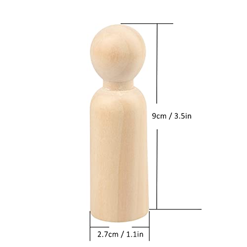 GNIEMCKIN Wooden Peg People, 3.5 Inch 60 Pieces, Peg Dolls Unfinished in Standardization Sizes, Perfect for DIY Art and Craft, Painting, Dollhouse GNIEMCKIN