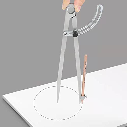 Pencil Compass 12 inch, Precision Woodworking Compass with Wing Divider and Pencil Holder, Metal Compass Ideal for Geometry Drafting and Technical SZHRXC
