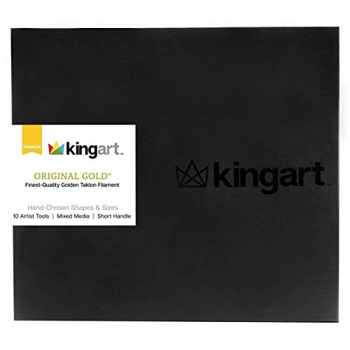KINGART Original Gold Series Premium Golden Taklon, Multimedia Artist Brushes, Gift Box, Set of 10 PCS KINGART