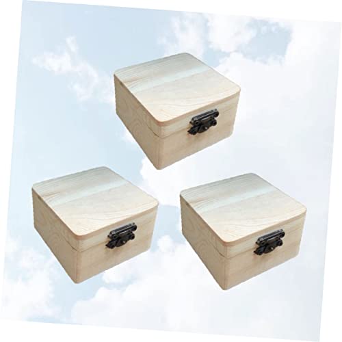 VILLCASE 9 Pcs antique jewelry organizer jewelry organizer tray unfinished wood treasure chest square wood case memory chest unfinished chest lock VILLCASE