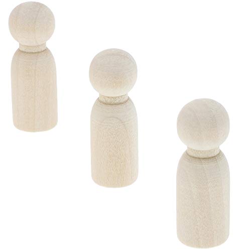 Wood Peg Dolls, Peg Doll Kit (1.77 in, 50-Pack) Bright Creations