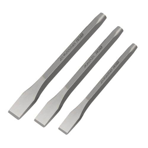 C&T 3-Piece Heavy Duty All Purpose Cold Chisels Kit, 3/8, 1/2, 5/8 in, for Carpentry, Metalwork, Woodwork & Masonry work C&T