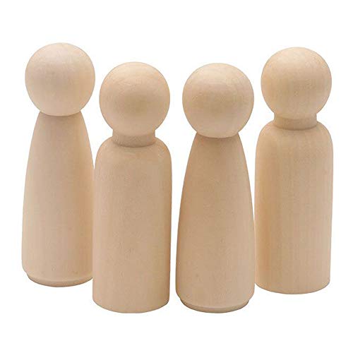 Wood Peg Dolls Unfinished 3.5 inch, Pack of 30 Wooden Peg People for DIY Crafts Muka