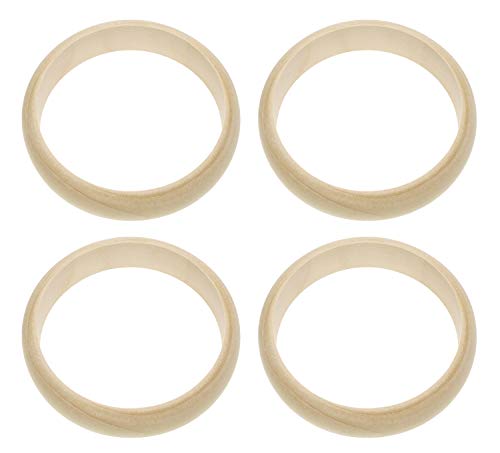 Penta Angel Wood Bangle Bracelets 4Pcs 2.83inch Unfinished Natural Round Wooden Ring for Art & Craft Project DIY Jewelry Making PENTA ANGEL