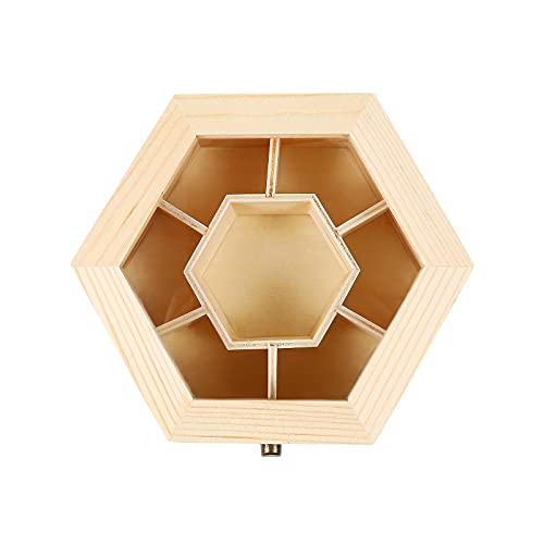 Milisten Unfinished Wood Treasure Chest Wooden Jewelry Boxes Hexagon Storage Case with Locking Clasp for DIY Crafts Graffiti Projects Milisten