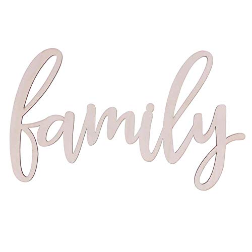 Family Wood Sign Cutout Family Wooden Letter Sign Hanging Decorative DIY Block Words Sign Door for Home Shop Hotel 2Pack Samanter