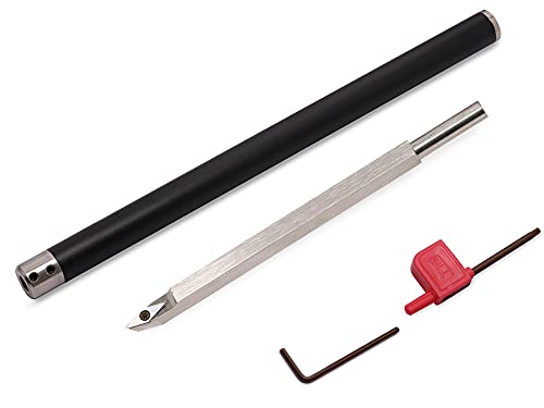 Carbide Tipped Lathe Chisel Wood Turning Tool Set Radius Detailer Tools Bar Blades Gouge Skew Spear 35°R with Ci4 Diamond Radius Carbide Insert Asieg Tool