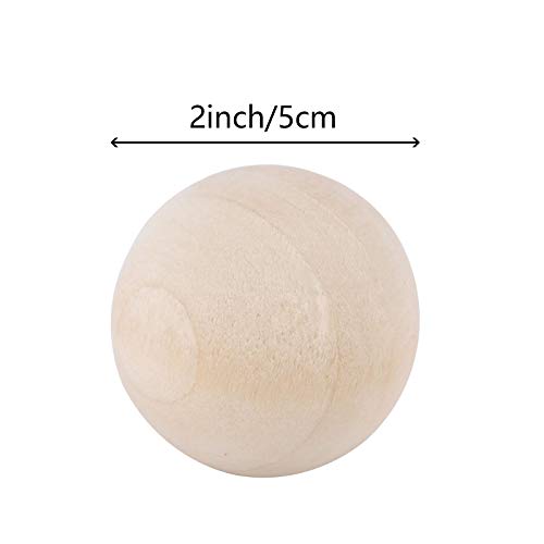 ZOENHOU 25 Pieces 2 Inch Wooden Round Ball, Unfinished Natural Wooden Ball Wood Craft Balls Small Wooden Balls for Crafts and DIY Projects ZOENHOU