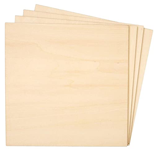 8 Pack Thin 8x8 Wood Squares for DIY Crafts, Unfinished 1/4 Inch Basswood Plywood for Laser Cutting, Wood Burning Bright Creations