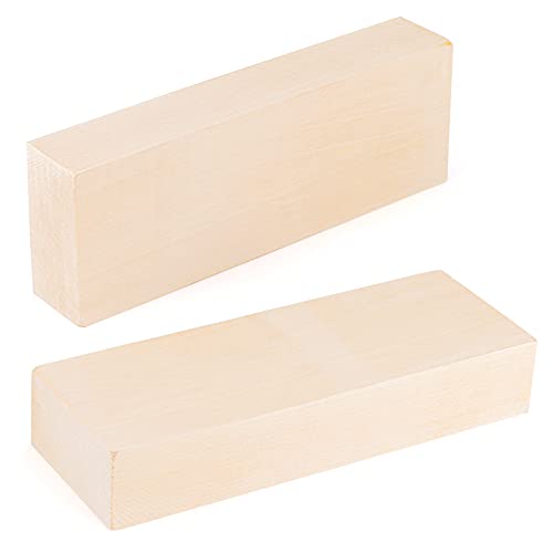SOUJAP 2 Pack 10 x 3.5 x 1.7 Inch Basswood Carving Blocks, Unfinished Wood Blocks, Soft Solid Wood Whittling Blocks for Carving, Crafts SOUJAP