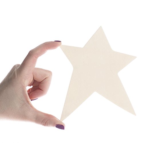 Factory Direct Craft Pack of 24 Unfinished Wooden Folk Star Cutouts - Blank Wood Star Shapes DIY Christmas Holiday, 4th of July, or Everyday Craft Factory Direct Craft