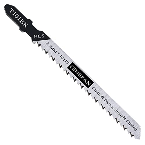 Jigsaw Blades T Shank 20PCS T101BR with Case, Compatible with Bosch Dewalt Black and Decker Jig Saw Blades Set for Wood, 4 in. 10 TPI Fast & Accurate GINEPAN