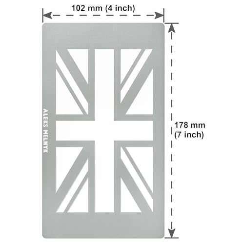 Aleks Melnyk No.430 Metal Stencil, British Flag, Royal Union Flag, Union Jack, Small Stencil, 1 PC, Template for Wood Burning, Engraving, Crafting, Aleks Melnyk