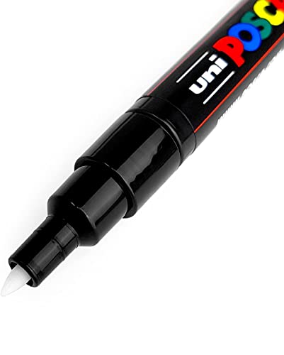 Posca - Ultra Fine to Fine Paint Marker Pens Set - PC-1MR, PC-1M, PC-3M - Black Ink - Pack of 3 posca