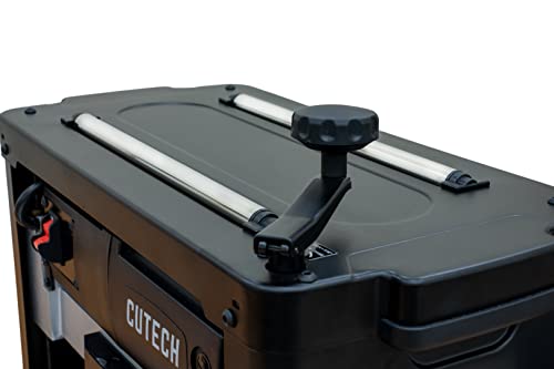 Cutech 40700H 12-1/2-Inch Spiral Cutterhead Benchtop Planer with 24 Tungsten Carbide Inserts, Single Speed Feed Rate, Snipe Minimizer, and Board CUTECH