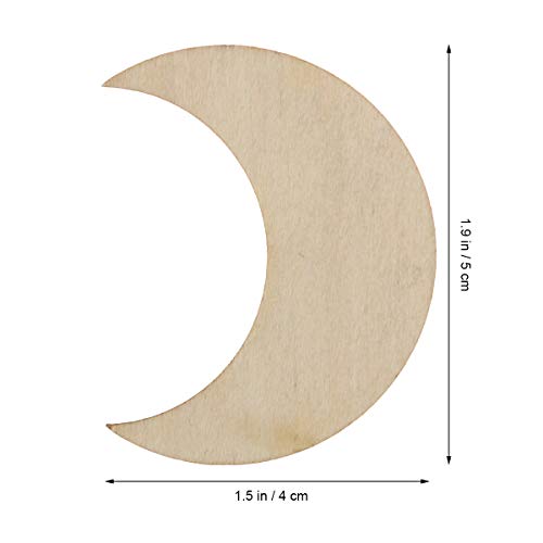 JANOU 20pcs Moon Wood Cutouts DIY Craft Embellishments Gift Unfinished Wood Ornaments Decoration JANOU