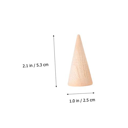 VILLCASE 30 Pcs Miniature Holder Cone Wood Mini Monitor Wood Am Ornament Jewelry Holder Stand Wood Decorative Peg Miniature Paint DIY Craft Cone VILLCASE