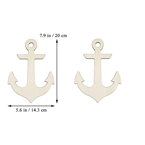 Anchor Shape Hanging Wood Unfinished Wood with Twines DIY Craft Ornament Theme Party Decoration 7.9" 3Pack Samanter