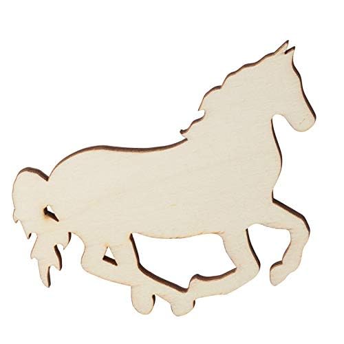 Pack of 36 Unfinished Wood Horse Cutouts - Wooden Western Rodeo Cowboy Cowgirl Galloping Mustang Horse Shapes for Team Mascot Favors, Crafts, and DIY Factory Direct Craft