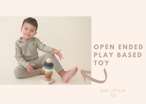 Our Littles Co Neutral Rainbow Wooden Ring Stacker Toy | Montessori Stacking Rings for Toddlers | Educational & Developmental Sensory Toys Non-Toxic, Our Littles Co