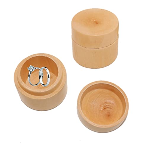 MAGICLULU Rings for Men 1pc Wooden Engagement Ring Box Simple Round Wooden Ring Box Natural Unfinished Ring Box Natural Round Ring Storage Box for MAGICLULU