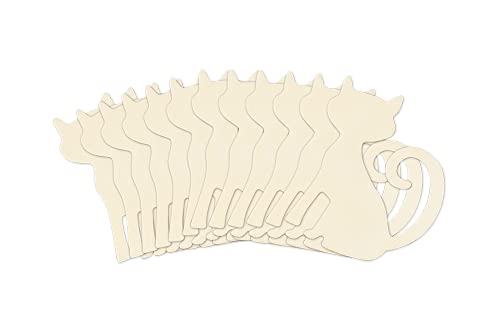 Cat Wood Cutouts - Miniature Shape Natural Unpainted (3 Inches)- Set of 12, Brown (WS224N) Craft Supply