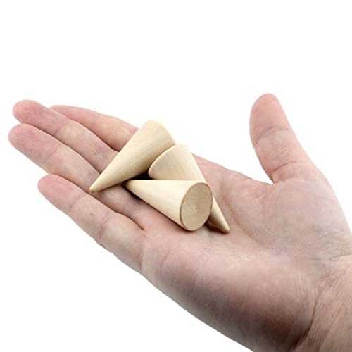 IFAMIO 10 Pieces Wood Ring Cone Stand Wooden Single Ring Display Holder Cone Shape Ring Display Support Ring Rack Ring Holder Jewelry Display Stand IFAMIO