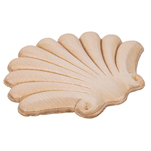 Ornament Shell Birch Wood Applique - 3" X 2-1/2" Onlay Antique & Modern Furniture Doors, Walls Carved Ornamental Decor | G10-3281 UNIQANTIQ HARDWARE SUPPLY