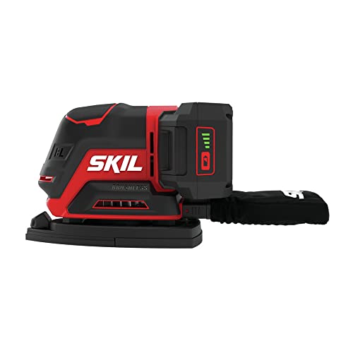SKIL SR6607B-10 20V Brushless Compact 4-in-1 Vibration Control Multi-sander Kit, Includes 12pc Sandpaper, 3 Additional Detail Attachments, PWR CORE Skil