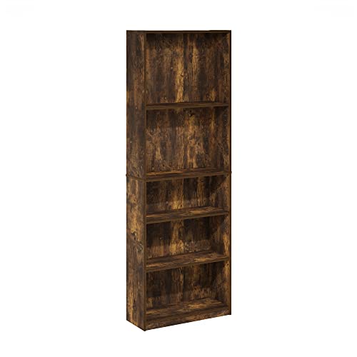 Furinno Jaya Simply Home Adjustable Shelf Bookcase, 5-Tier, Amber Pine Furinno