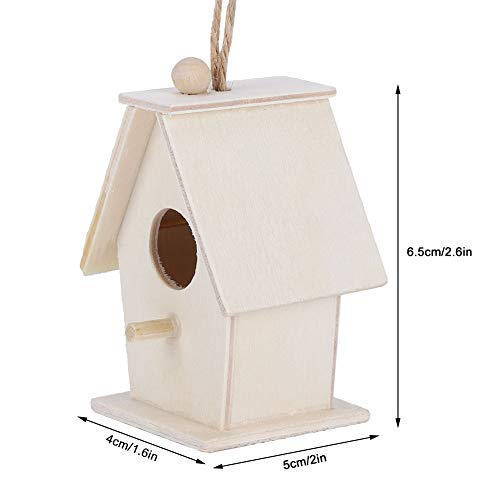 4Pcs Wooden Birdhouse Kits, Hanging Bird House Decorative Small Wood Birds Nest Cage Unfinished Paintable Nesting Box Innovative Birdcage Crafting Tiiyee