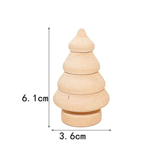 SEWACC Wood Decor 10pcs Unfinished Wooden Christmas Trees Mini Wood Christmas Trees Blank Wood Xmas Tree Wooden Dolls for DIY Arts Crafts Drawing SEWACC