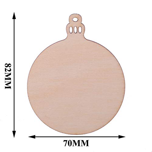 Pack of 50 Wooden Crafts to Paint 2.75 inch Christmas Tree Hanging Ornaments Unfinished Wood Cutouts Christmas Decoration DIY Crafts (Wooden Round malyunin
