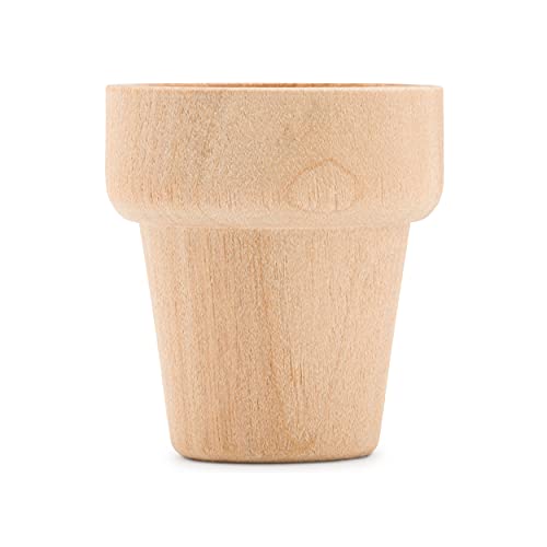 Small Wooden Flower Pot 1-9/16-inch x 1-1/2-inch, Pack of 24 Wood Craft Flower Planter to Paint, by Woodpeckers Woodpeckers