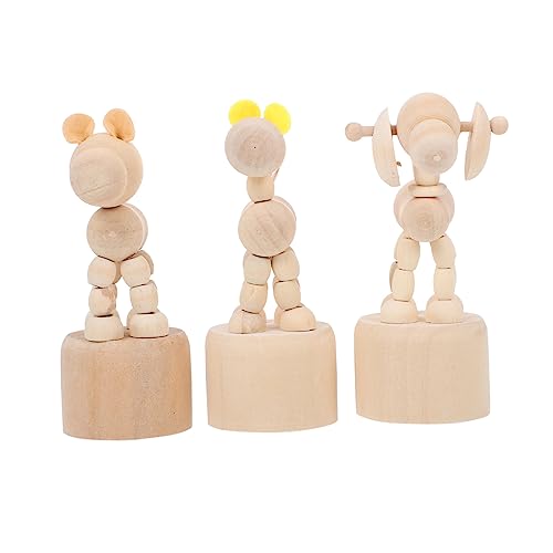 VOSAREA 3 Pcs White Embryo Ornament Wood Animal Figurines Decoraciones para Salas De Casa Waldorf Dolls Unfinished Peg Favors Home Décor Kid Toy VOSAREA
