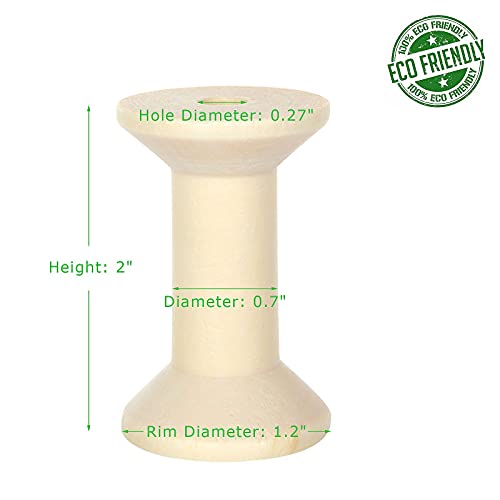 CYEAH 40PCS Wooden Spools for Crafts 2 Inch, Empty Thread Spools for Crafts, Splinter- Free Unfinished Wood Spools for Embroidery and Sewing Machines CYEAH