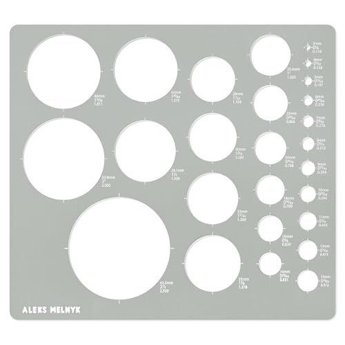 Aleks Melnyk No.200 Metal Circle Template metric, Circle Tracers for Drawing, Circle Ruler, Circle Templates for Drafting, Round Stencil, Architect Aleks Melnyk
