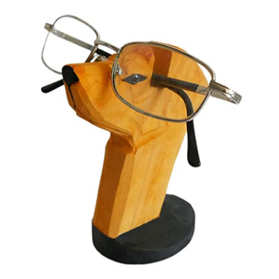 Red Dollar Handmade Wood Carved Animal Eyeglass Holder, Cute Sunglasses Display Stand, Nightstand Home Office Desk Decor, Christmas Holiday New Year