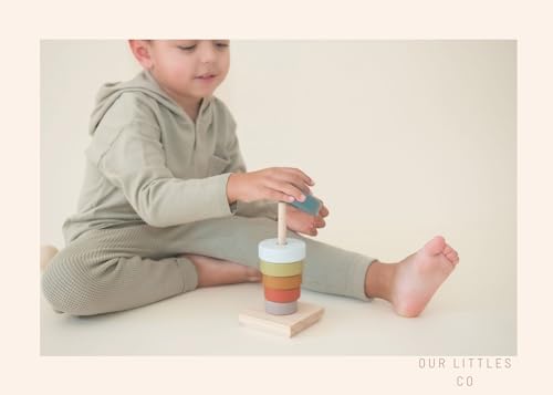 Our Littles Co Neutral Rainbow Wooden Ring Stacker Toy | Montessori Stacking Rings for Toddlers | Educational & Developmental Sensory Toys Non-Toxic, Our Littles Co